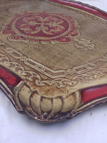 Florentiner Tablet Vintage Holz Rot/ Gold 57 Cm Groß - Bild 4 von 15