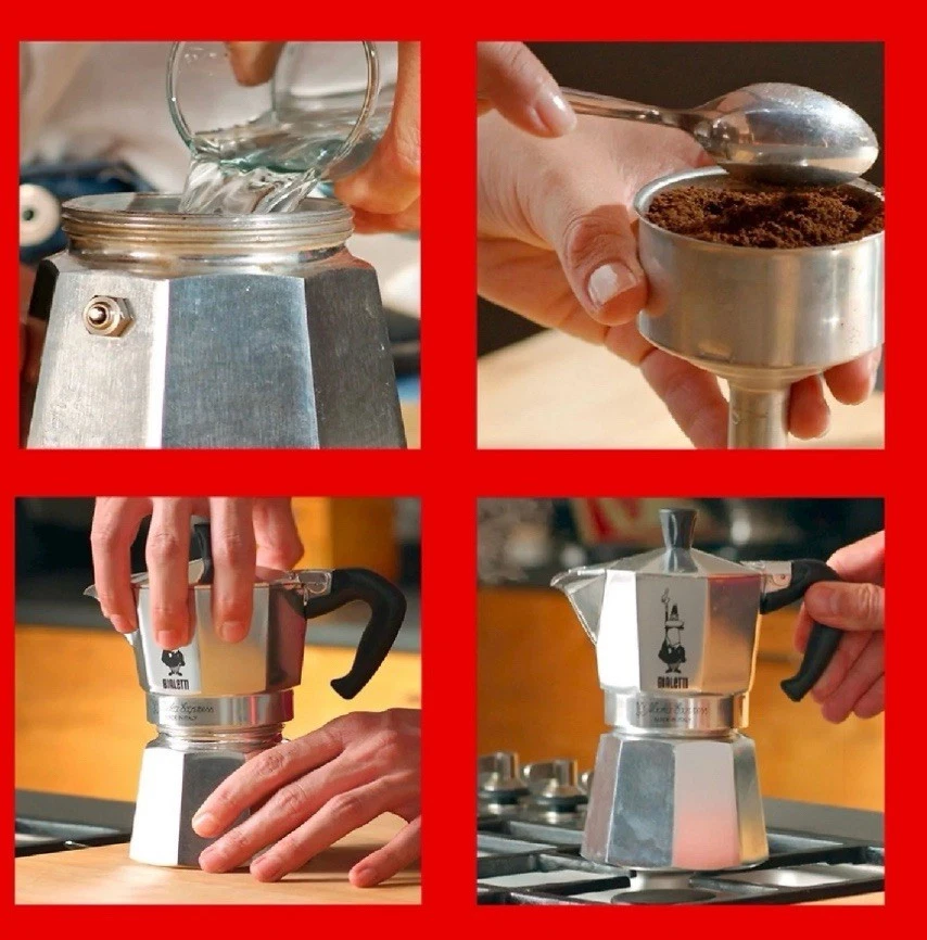 Bialetti Moka Express 3/4/6 Tazze Caffettiera Moka in Alluminio - Argento - Immagine 4 di 4