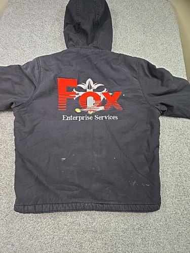 Dickies Coat Mens Large Black Fleece Lined Embroidered Fox Work Chore Roofing - Picture 10 of 21