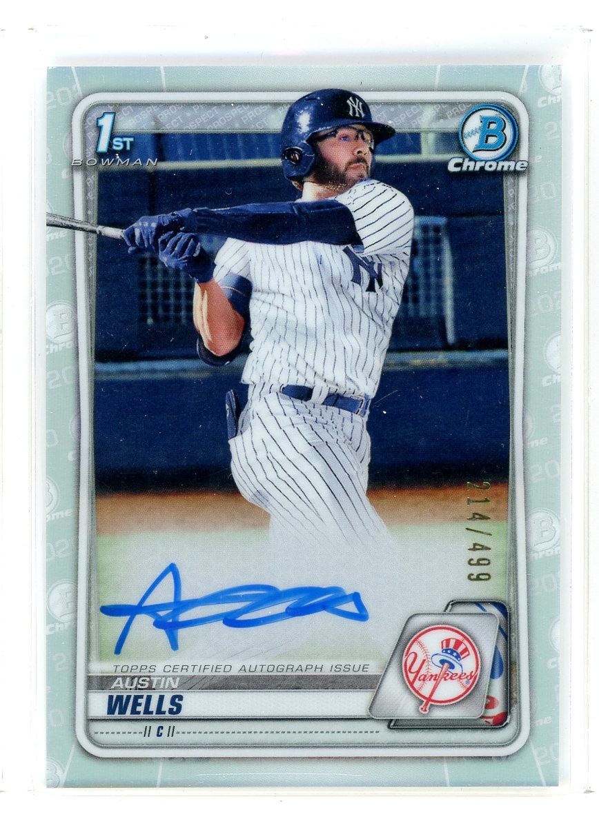 2020 Bowman Chrome Austin Wells 1st Refractor Auto #214/499 (JS)