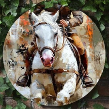 2Dflat2D Aluminum Foil Aircraft Wall Art - Oil Painting Style White Horse with P