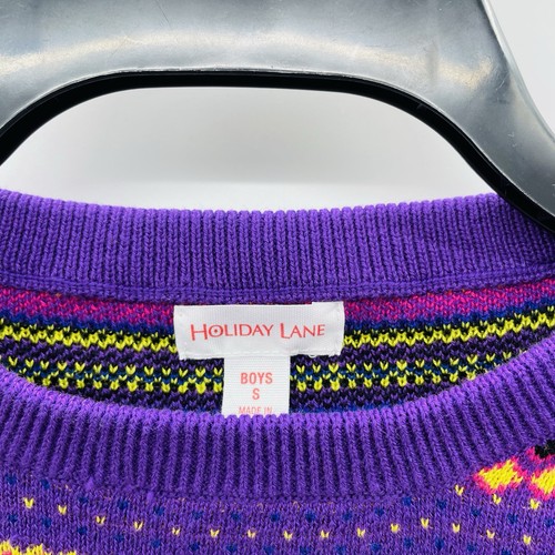 Holiday Lane Big Boys Size Small Bright Stripe Fair Isle Sweater Purple $40 077 - Picture 6 of 8