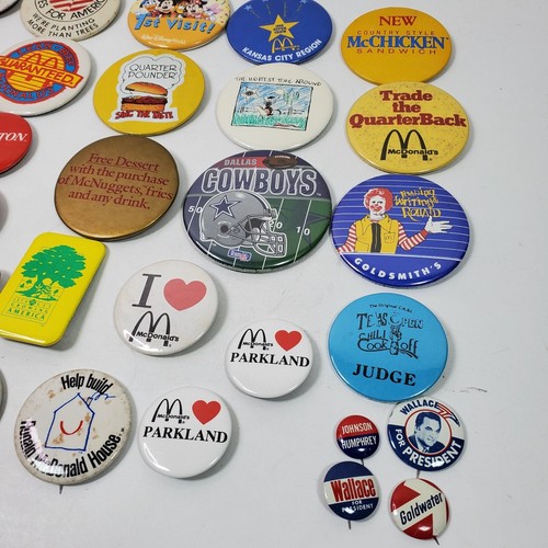 Advertising Pinback LOT of 34 Pins McDonald's Political Dallas Cowboys - Picture 4 of 4
