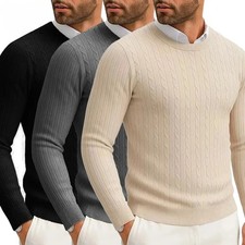 Men's Crewneck Knitted Pullover Sweater Long Sleeve Casual Sweaters Winter Warm
