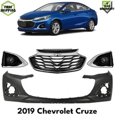 Front Bumper Cover Primed Plastic & Grille Assembly Kit For 2019 Chevrolet Cruze