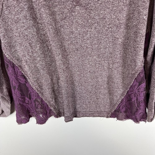 Free People We The Free Purple Sweater Top Lace Sides Womens M - Picture 3 of 8