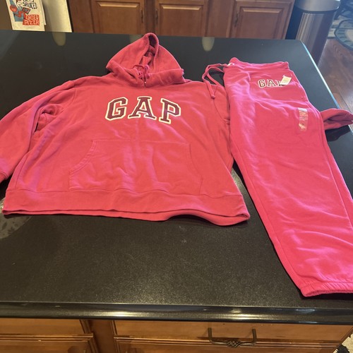 Gap Fleece Pullover Hoodie With Jogger Pants Size XL NWT 2 Pc Set Magenta Pink - Picture 2 of 7