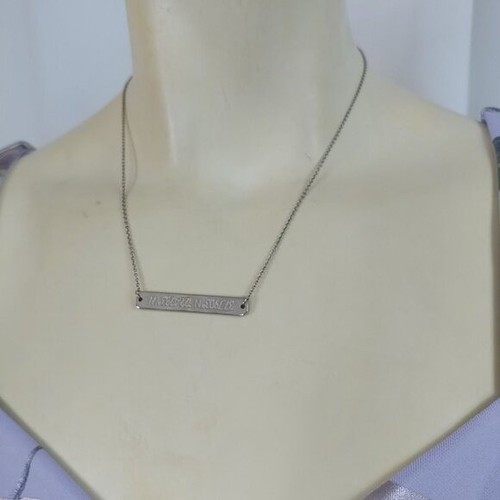 925 STERLING SILVER Bar Necklace "KRISTEN" Altitude Coordinates Handmade Jewelry - Picture 2 of 8