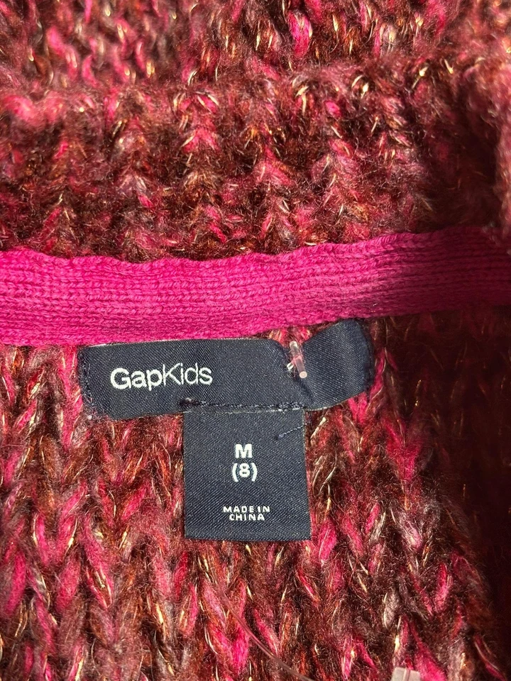 GapKids Sweater Girls Medium 8 Metallic Knit Pullover Long Sleeve Winter Warm - Image 3 of 4