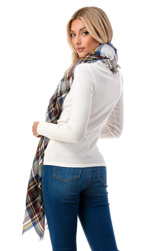 Fall Winter Plaid Oversized Scarf Women Lightweight Accessory Gifts - Picture 7 of 9