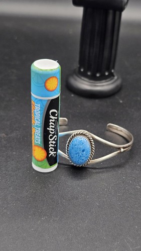 Brazalete vintage MIM de plata esterlina denim lapislázuli ovalado cabujón suroeste - Imagen 19 de 22