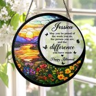 Personalized Retirement Stained Glass Suncatcher, Floral Coworker Gift