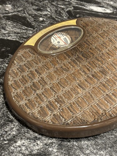 De Colección Retro MCM Consejero Baño Suelo Circular Escala Marrón Ratán Tejido EE. UU. - Imagen 2 de 7