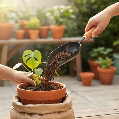 Garden Scoops Soil Scoops with Ergonomic Wooden Handle Potting Shovel Soil - Picture 5 of 8