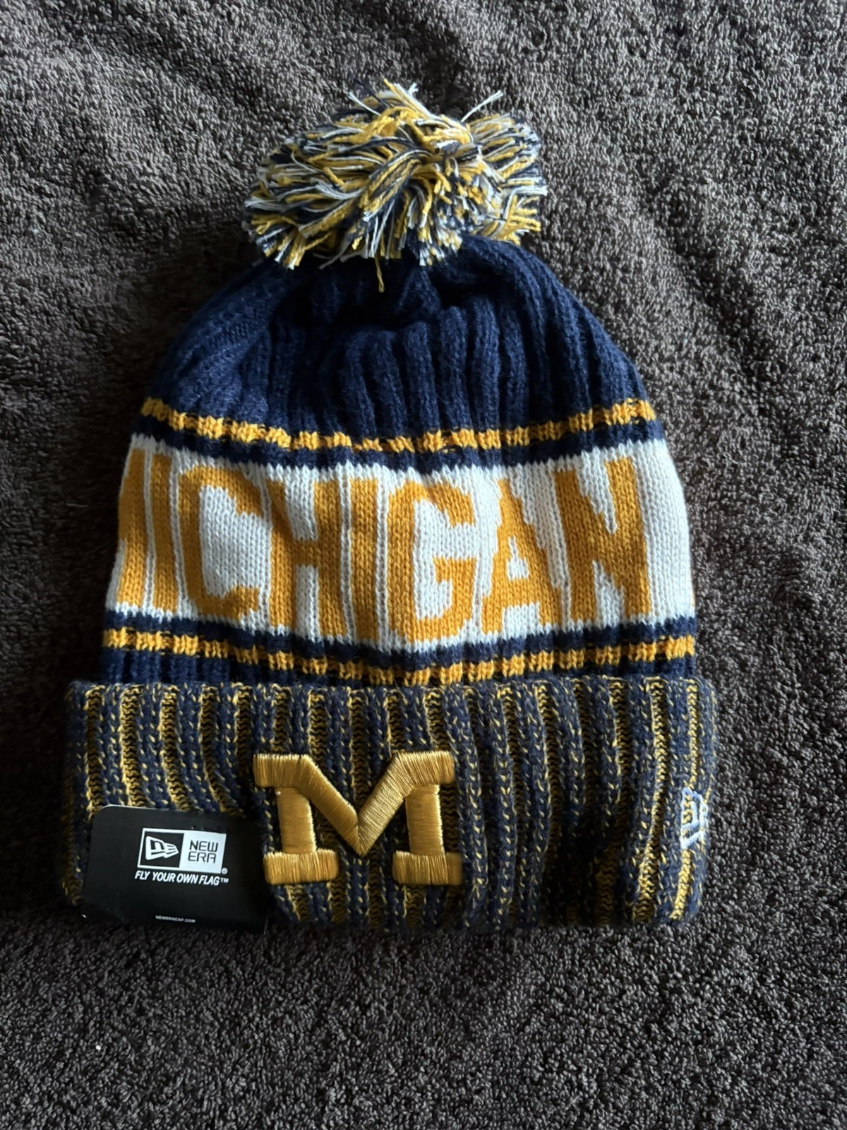 Michigan Wolverines NCAA Bobble Beanie Multicoloured. New With Tag Still On