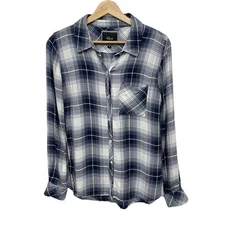 Rails Women's Hunter Button Up Plaid Blue Gray Top Size XS