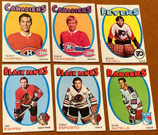 1971-72 O-Pee-Chee NHL LOT of 6 Cards (one is Topps) in EX to NR-MINT Condition
