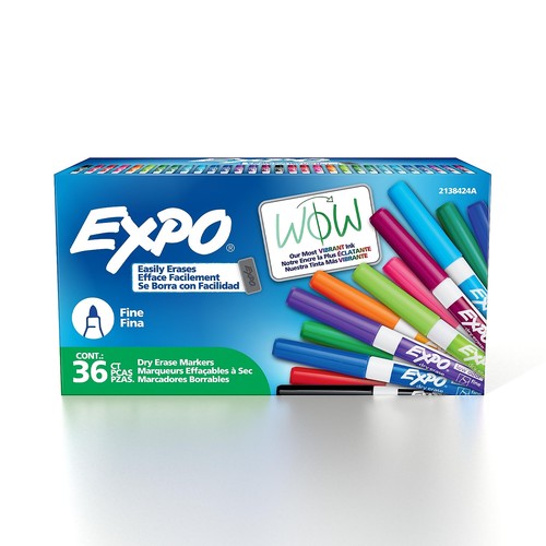Expo Dry Erase Markers Fine Tip Assorted 36/Pack (2138424)