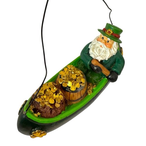 Vintage Irish Santa in boat with bags of gold coins, St. Patricks Day Christmas - Picture 2 of 6