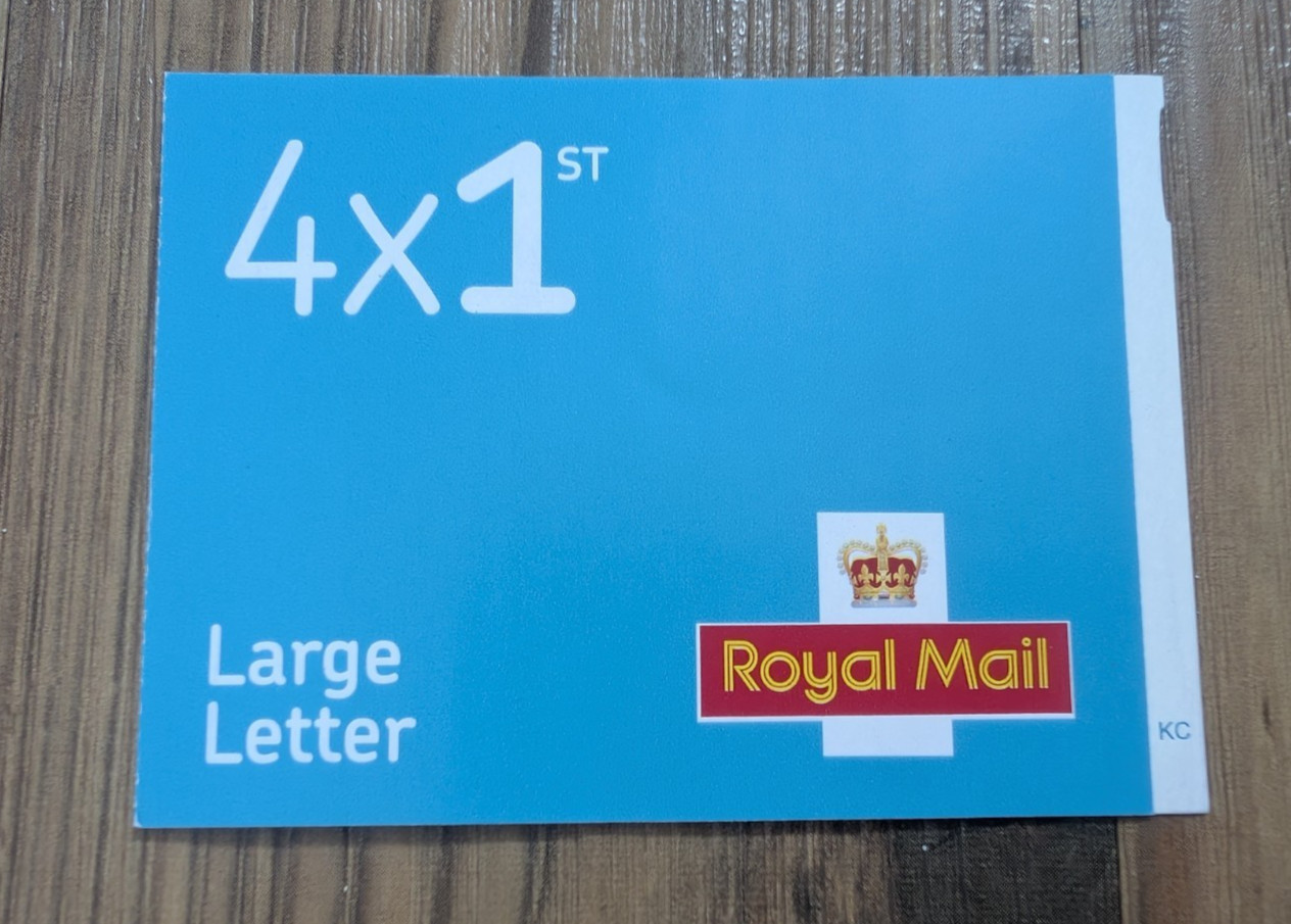 4 x FIRST CLASS LARGE LETTER POSTAGE STAMPS BOOK GENUINE UNUSED ROYAL MAIL 1ST