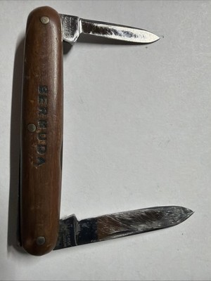 Vintage IXL George Wostenholm Sheffield Two-Blade Senator Penknife Wood BERMUDA