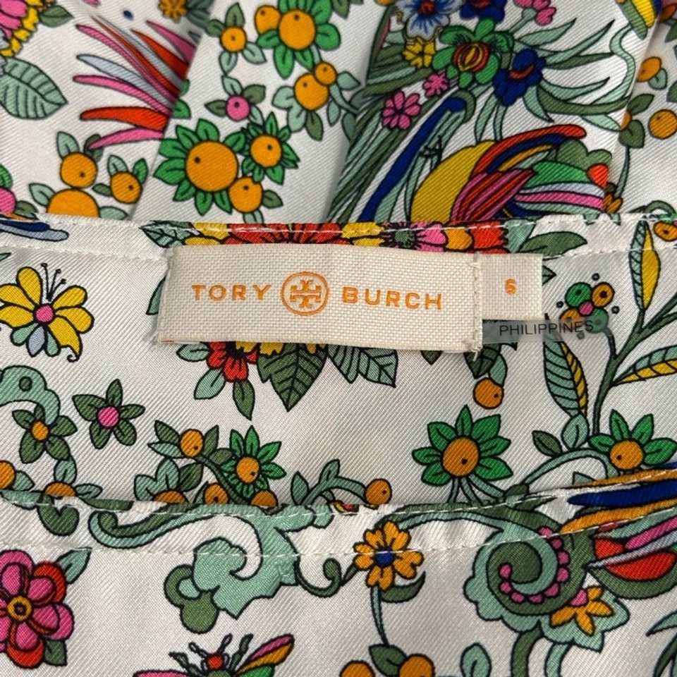 Tory Burch Silk Floral Print Pleated Midi Skirt - Image 4 of 4