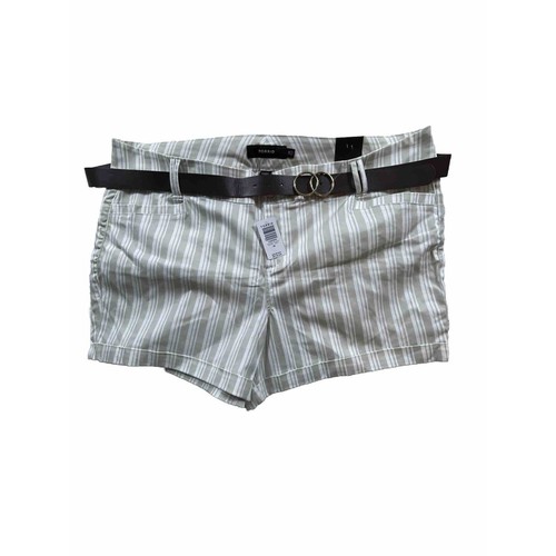 Torrid Womens Shorts 28 Stretch Striped Cotton Twill Beige White With Cuffs - Picture 1 of 12