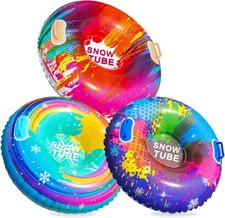 FindUWill 3 Pack Snow Tubes for Sledding  35" Inflatable Heavy-Duty Snow Tube f