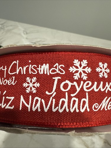 2 Large Christmas Wired Craft Ribbon 1.5" by 50 yds opened spools almost full - Picture 3 of 5