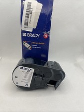 Brady M4-49-498 Precut Label Roll Cartridge,Vinyl,Black On White 1x1 Open Box