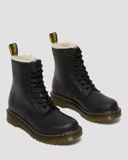 Dr. Martens 1460 Women's Faux Fur Lined Lace Up Boots, Black, P0(C477T)