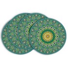  Green Yellow Mandala Round Placemats Set of 6,14 Inch Seasonal Spring Table 