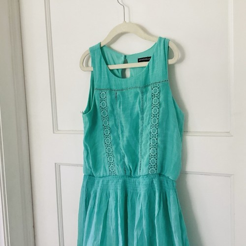 Girl Clothes Sizes 10 My Michelle Green Dress Blue Floral Sundress Summer Beach - Picture 3 of 18