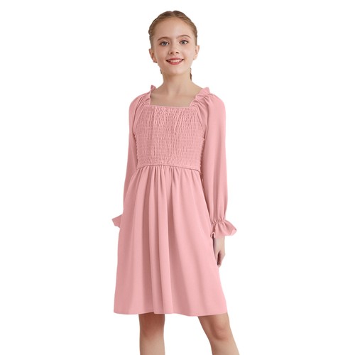 Niños Niñas Vestidos Informales Vestidos Línea A Vestido Fiesta Cuello Cuadrado Playa Volantes - Imagen 62 de 92