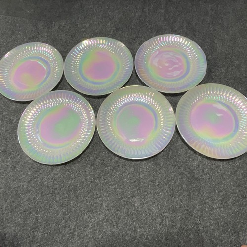 VTG 6pc Federal Glass Moonglow Shell Pearl Iridescent  Dinner Plates 9.75” - Picture 1 of 4
