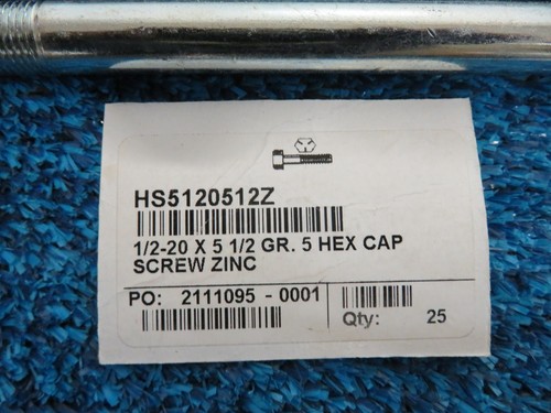 Lot 5x GRADE 5 HEX HEAD CAP SCREWS 1/2-20 x 5 1/2 (inchs) - Picture 3 of 3