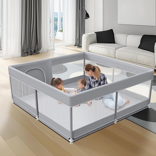 Portable 50" Baby Play Yard with Non-Slip Base - Ideal for Indoor & Outdoor Fun - Picture 3 of 9