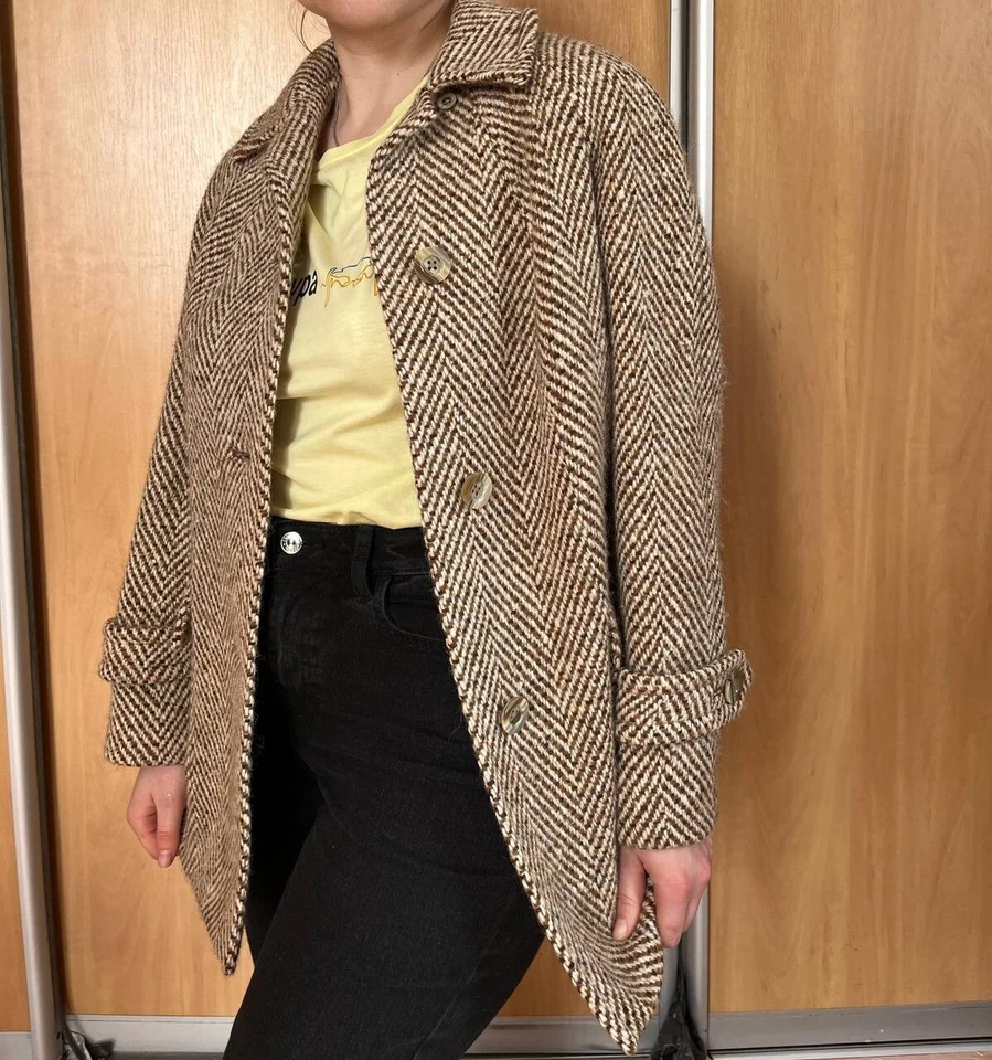 Abrigo corto de tweed irlandés de lana vintage para mujer Aquascutum talla M (10) Foto 4 de 4