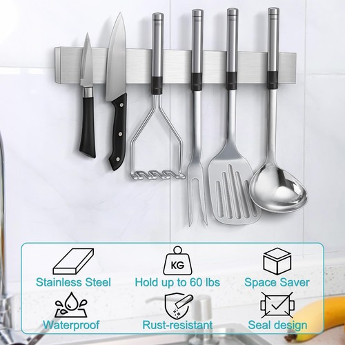 Magnetic Knife Holder for Wall Magnetic Strip for Kitchen Knives Organizer Mount - Picture 4 of 7