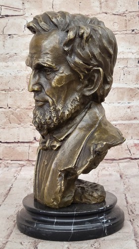 Wunderschöne Vintage Stil Bronze Abraham Lincoln Büste Figur Geschenk Deko Figur - Bild 5 von 9