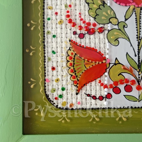 Ukrainian Folk traditional Painting on glass Hand made Framed Wall decor 19x24 - Picture 4 of 9