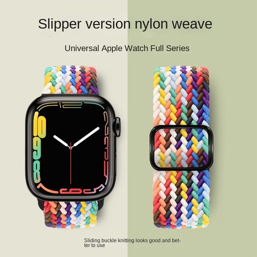 Correa de reloj trenzada de nailon ajustable para Apple Iwatch 23456789 38/40/42/45/49 mm - Imagen 4 de 77