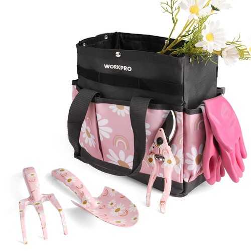 WORKPRO 5PIECE Heavy Duty Garden Tool Set Aluminum Gardening Tool Set w/Tool Bag - Picture 8 of 11