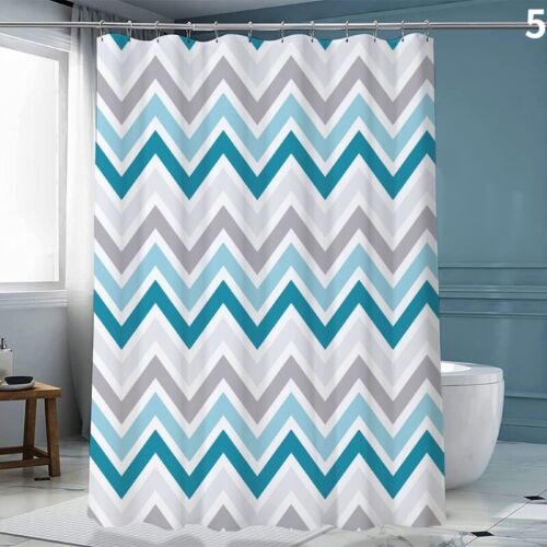 180CM Waterproof Shower Curtain PEVA Bathroom Decoration with 12x Hooks Modern - Picture 5 of 28