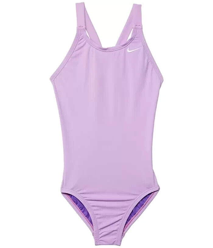 Nike L54514 Kids Purple Solid Fast Back One-Piece Swimsuit