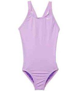 Nike L54514 Kids Purple Solid Fast Back One-Piece Swimsuit Size Medium 10-12 YRS
