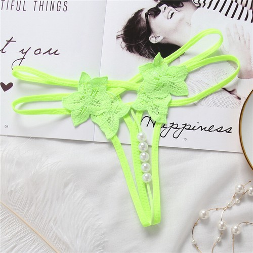 Sexy Women Crotchles Pearl G-String Lace Panties Lingerie Underwear T-Back Thong - Picture 16 of 19