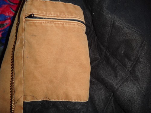 MENS VINTAGE Carhartt J130 BROWN Flannel Quilted Lined Hooded Zip Jacket LARGE - Picture 13 of 14