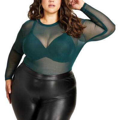 Parker Womens Sheer Mesh Pullover Top Shirt Plus BHFO 5125