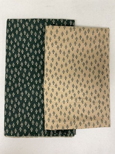 ⚜️Green & Beige Trees Fabric Combo Cotton Quilt Crafts Fabrics 2+ yds - Picture 2 of 9